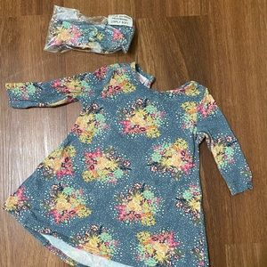 Ricrac and ruffles 12 month dress and headband